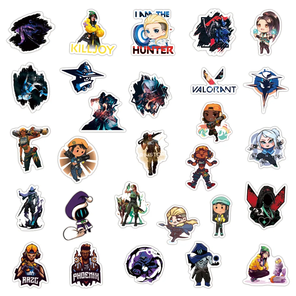 

50PCS/Pack Valorant Stickers DIY Mobile Phone Case Suitcase Accessories Skateboard Graffiti Stickers Fans Cosplay