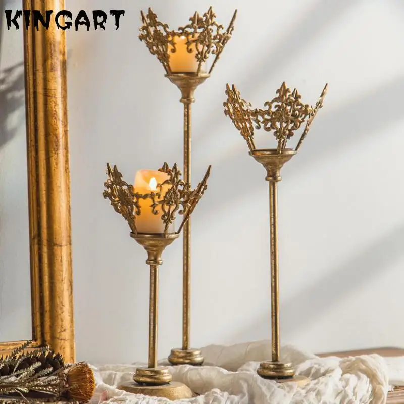 

Candle Holder Gold Metal Antique Tea Light Holder Wedding Table Centerpiece Party Christmas Home Decor Tabletop Candle Stand K25