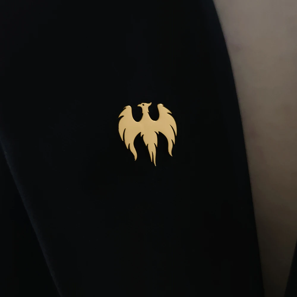 Мужская брошь из нержавеющей стали с логотипом татуировки Феникс значок на