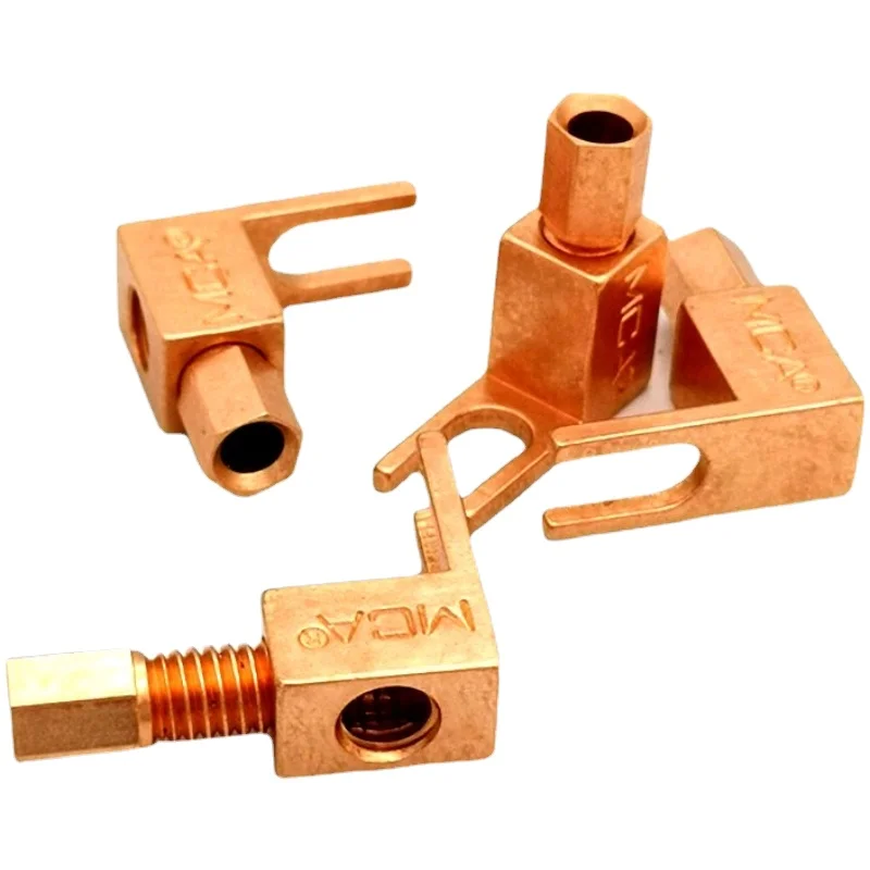 

4Pcs HiFi Audio Adapter Right Angle Screw Speaker Plug Banana Male Connector Pure Copper U Shape Fork Spade Plugs
