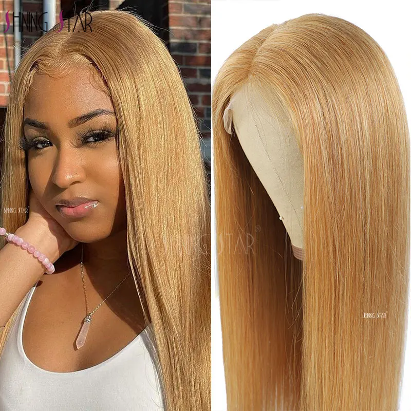 30 Inch Ginger Colored Lace Frontal Wigs Honey Blonde 13X4 Lace Front Wig Human Hair For Women Peruvian Straight Lace Front Wigs