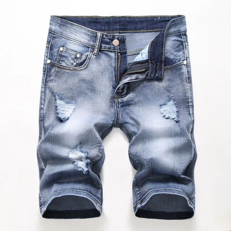 

2022 Summer New Fashion Mens Ripped Short Jeans Brand Clothing Cotton Shorts Breathable Denim Shorts Male Personality Shorts