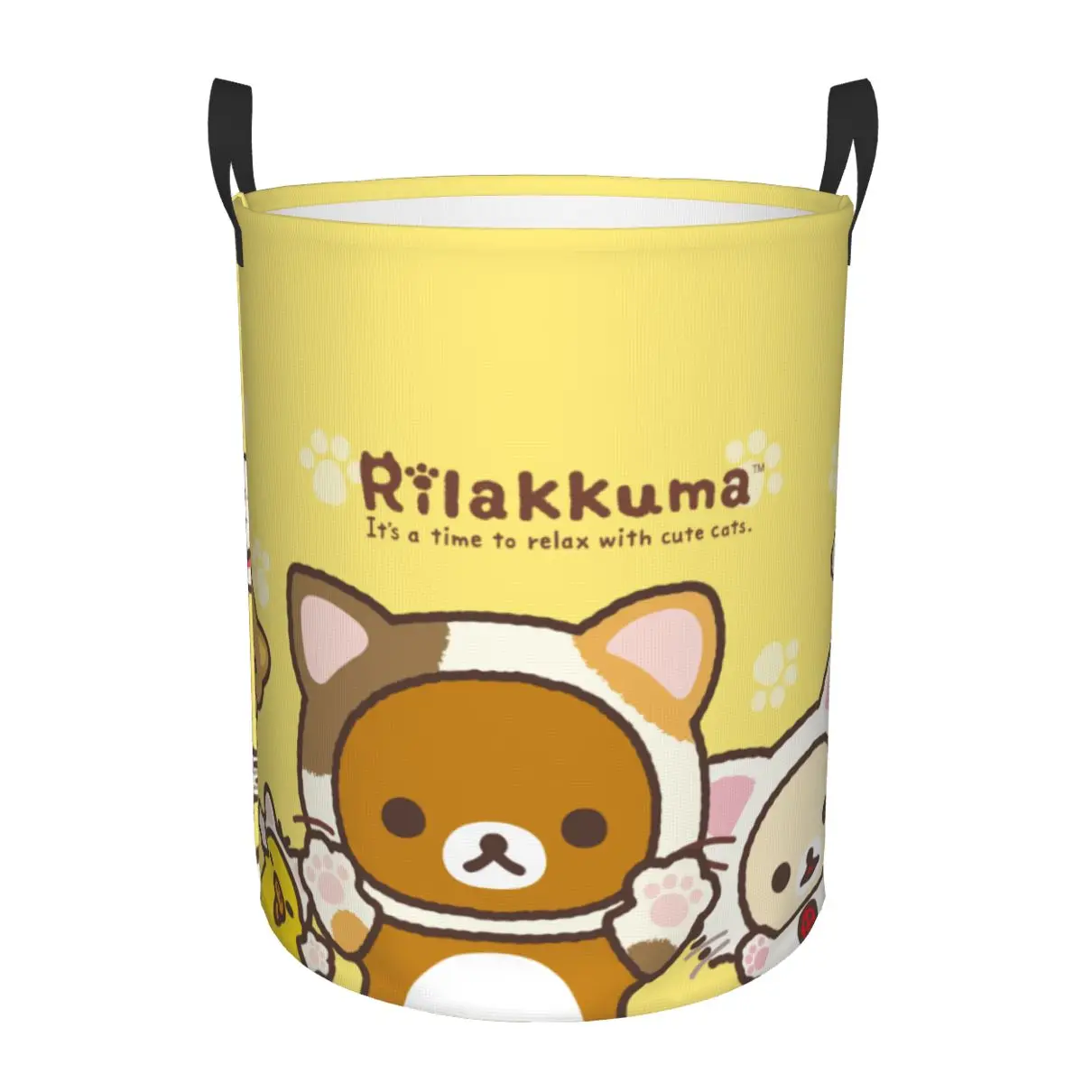 Customized Kawaii Cartoon Bear Rilakkuma Laundry Basket Foldable Clothes Toy Hamper Storage Bin for Kids Nursery