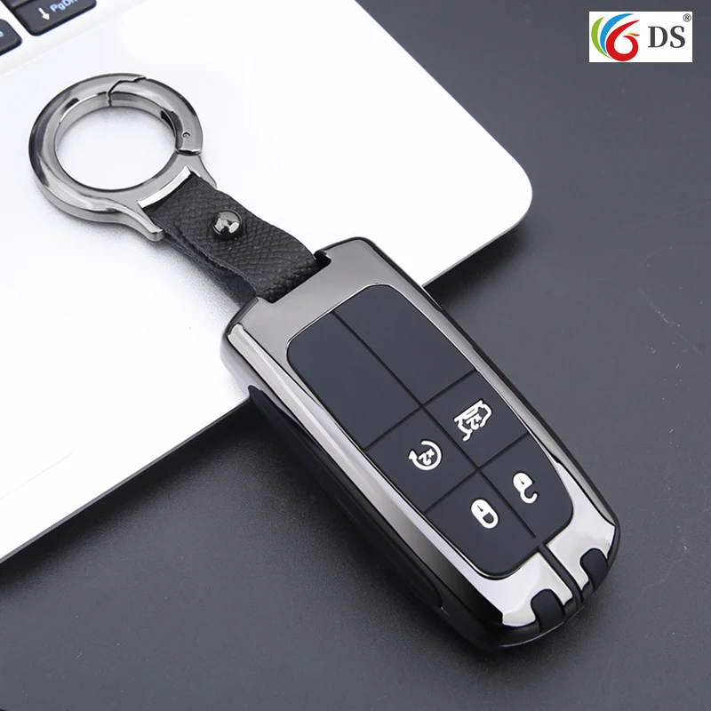 

Alloy Car Remote Key Fob Case Cover For Jeep Grand Cherokee Chrysler 200 300 Dodge Charger Challenger Auto Accessories