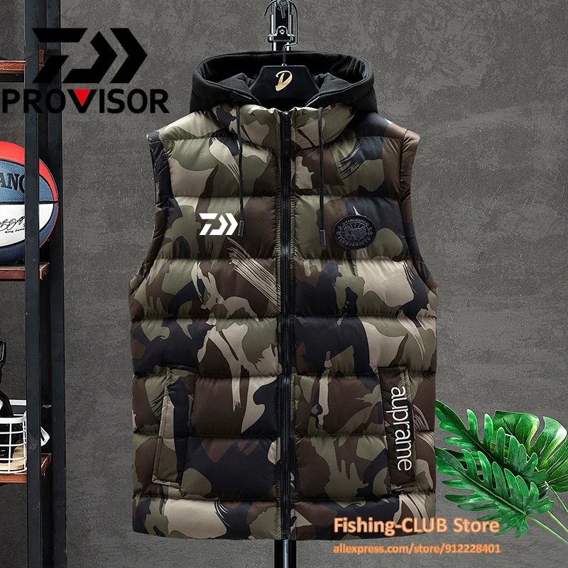 

Daiwa Men Fishing Vest Casual Vest Winter Thickening Increase Down Jacket Outdoor Elastic Warmth Windproof Warm Jacket Oversize