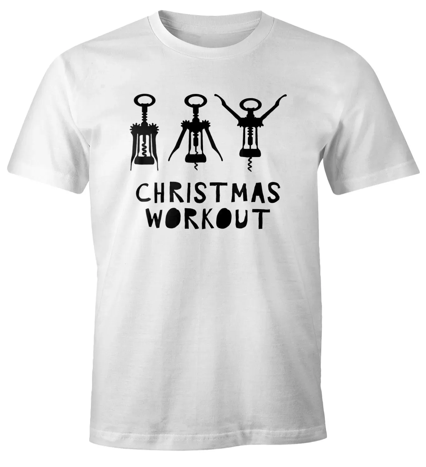 Herren T-Shirt Weihnachten lustig Christmas Workout Flaschen Torinoner Korkenzieher Минималистичная модная футболка с