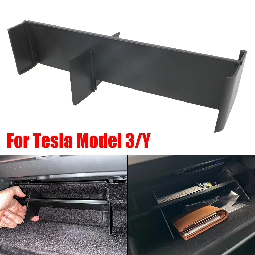 

Ящик для хранения и поддержания порядка для Tesla Model 3 Y, ящик для перчаток, разделительная пластина, органайзер для центральной консоли, многоуровневый контейнер, полка