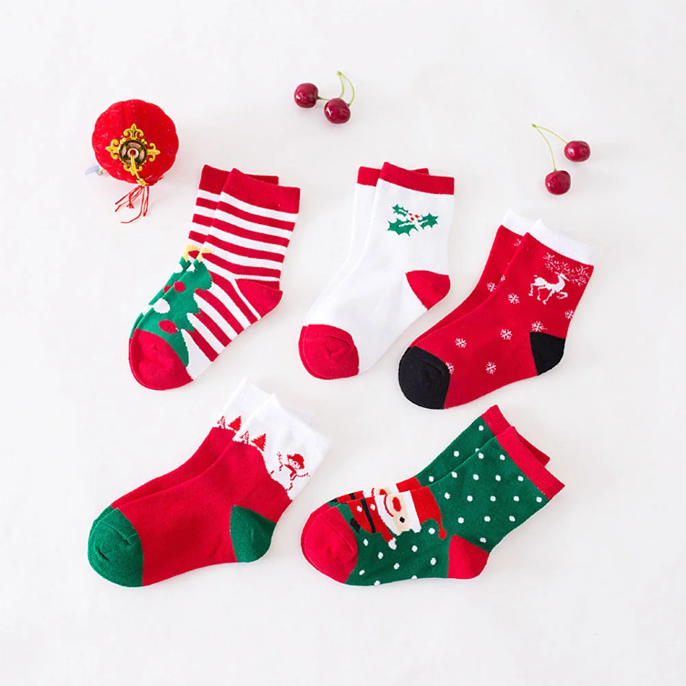 

5 Pairs Kids Christmas Socks Cartoon Stockings Winter Warm Socks for Kids Boys Baby accessories Newborn