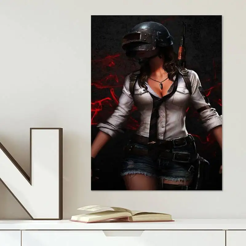 Игра PUBG шлем Парень Девушка земля ловушка Выживание постер Ретро бумага для дома