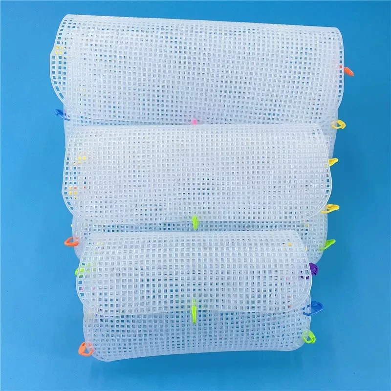 

NEW2023 1Pcs Plastic Mesh Cloth Bag For Making Weaving Material White Chenille Mesh Grid Hook Bag DIY Handcraft