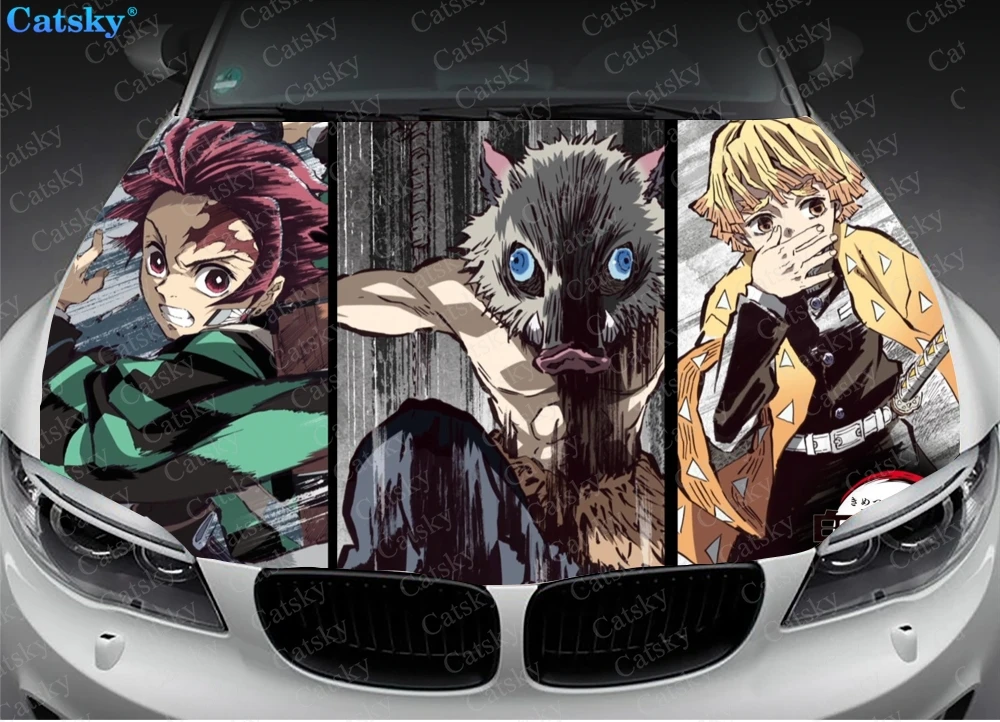 

Ghost Killing Blade Demon Slayer Anime Car Floor Mats,Car hood wrap lion decal, bonnet vinyl sticker, full color graphic decalar