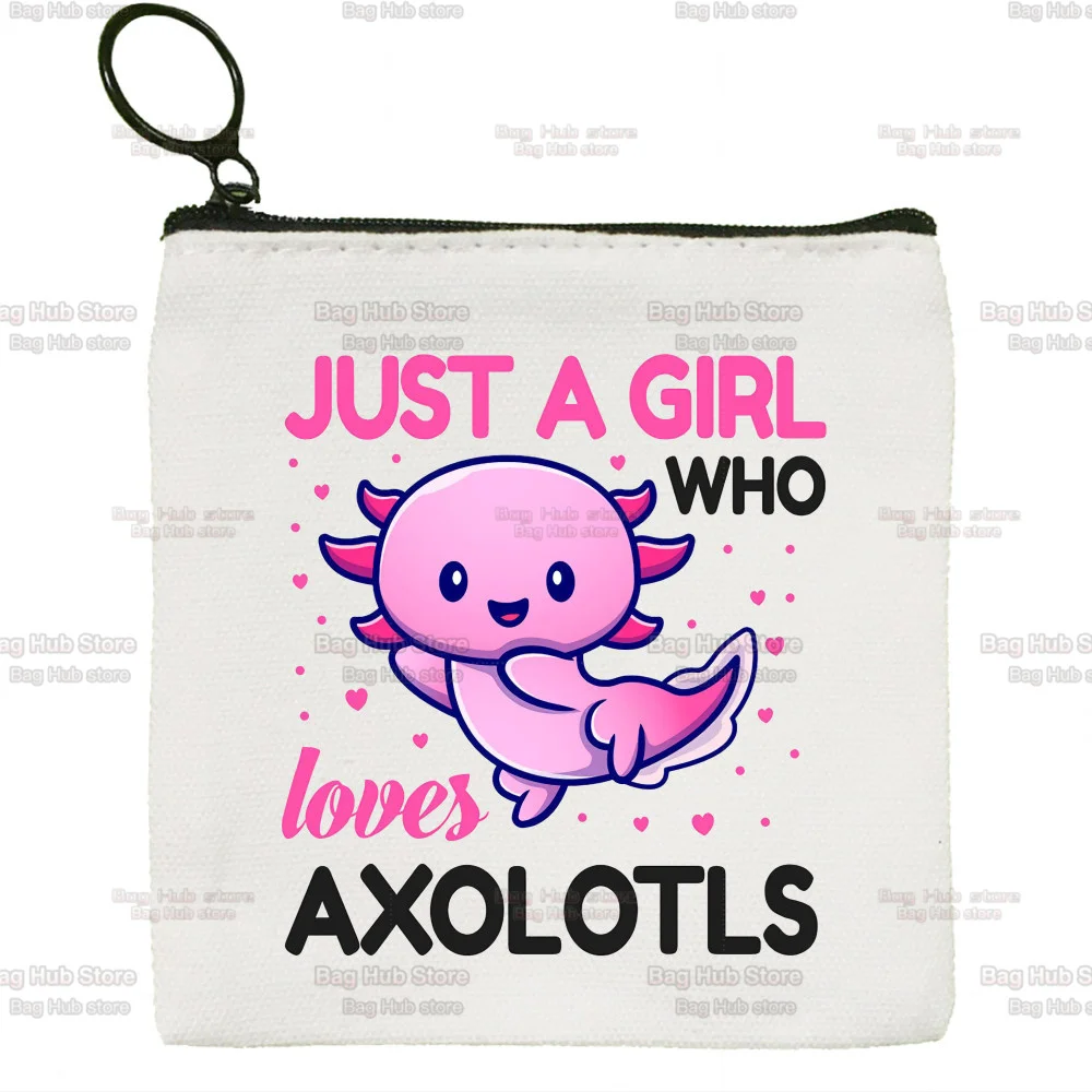 Cute Axolotl Loves Kawaii Cartoon Lizard Original Mini Coin Purse Small Bag Cute Niche Canvas Coin Purse