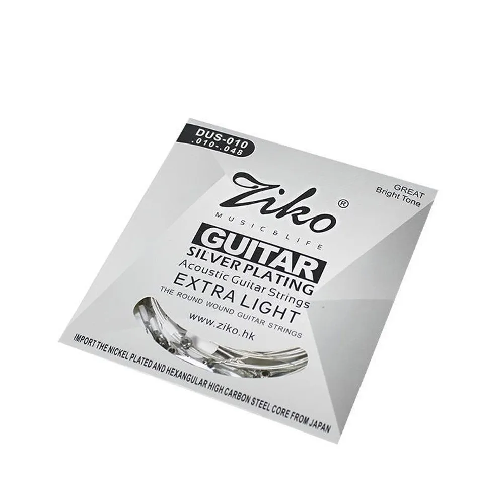 Ziko Струны для акустической гитары Carbon Core DUS-010 011 012 Guitar Silver Steel горячая распродажа |