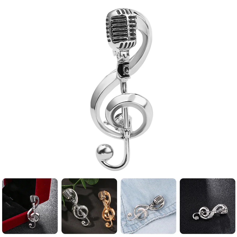 

Fashionista Hats Women Musical Note Brooch Holiday Brooches Microphone Pin Sweater Birthday Pins Alloy Miss
