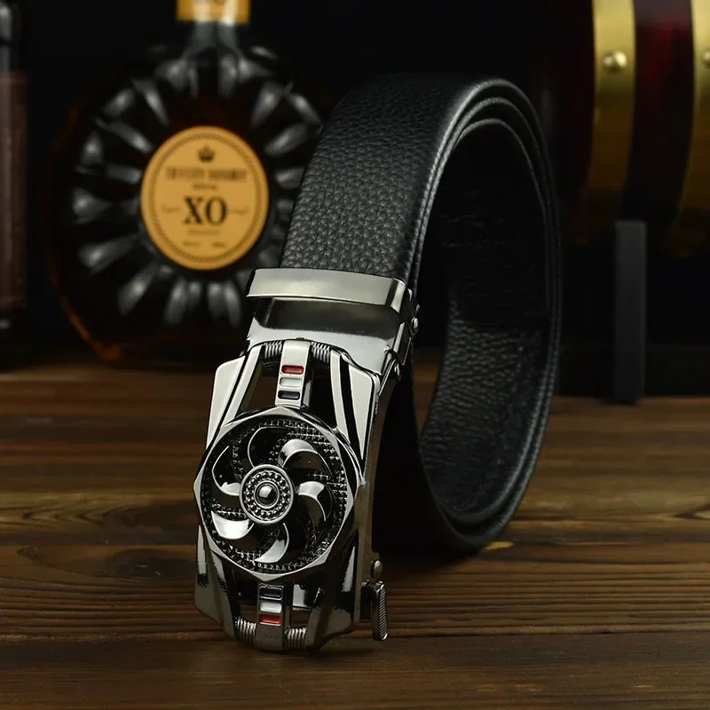 Новый мужской кожаный ремень с автоматической пряжкой высококачественный