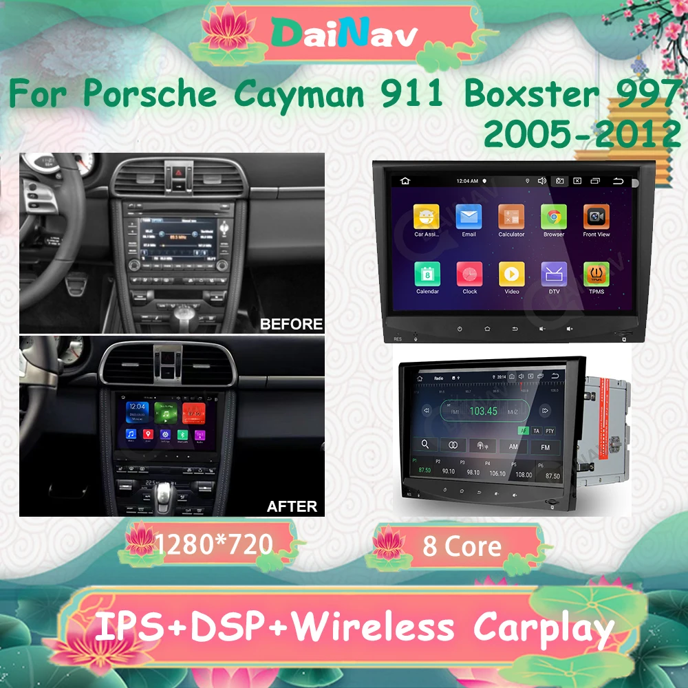 

For Porsche Cayman 911 Boxster 997 2005-2012 256GB Android 11 Car Radio GPS Navigation Multimedia Player Auto Stereo Reciver