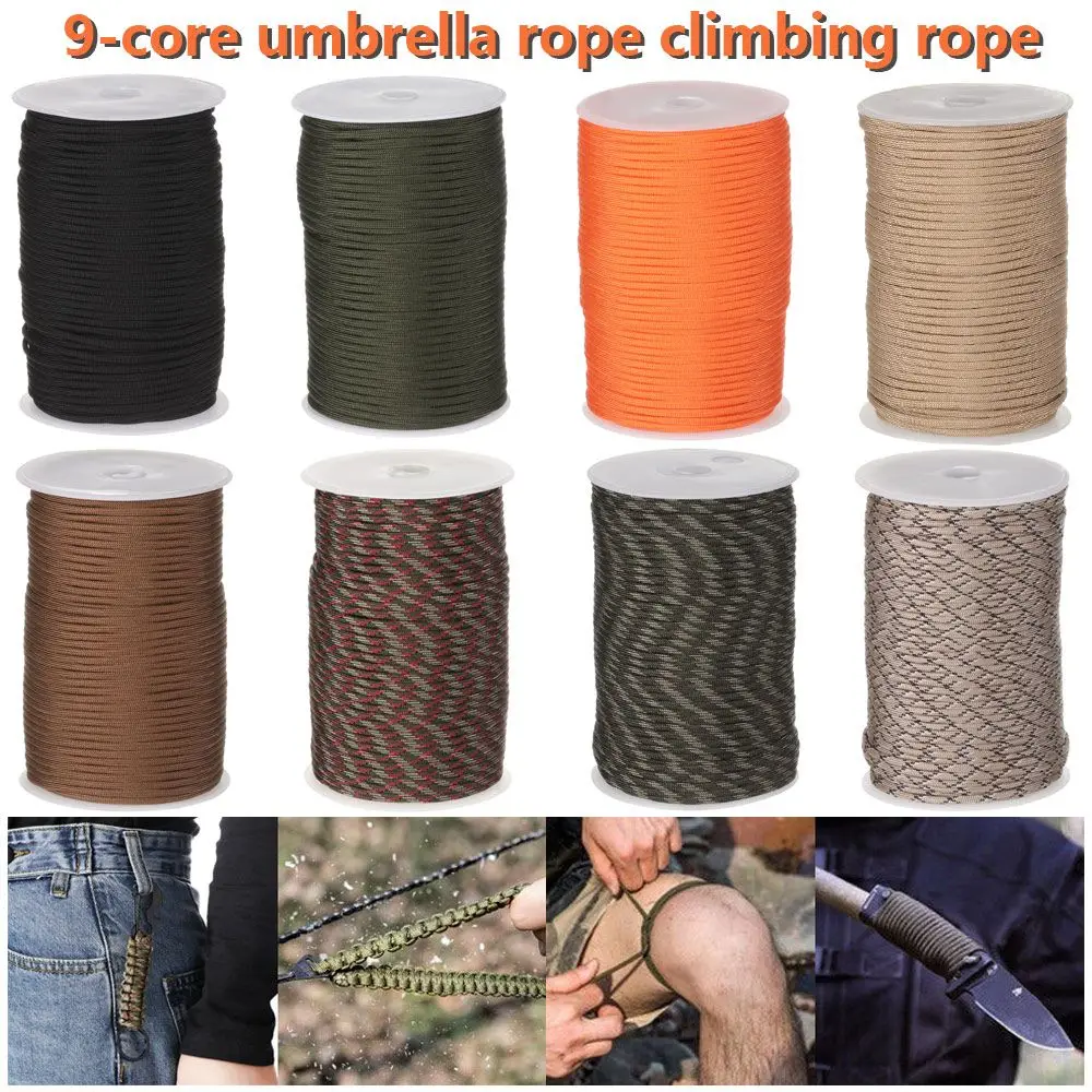 

Umbrella Tent Accessories 4mm Lanyard Strap Bundle 550 Military Standard 9-Core Paracord Rope Outdoor Parachute Cord