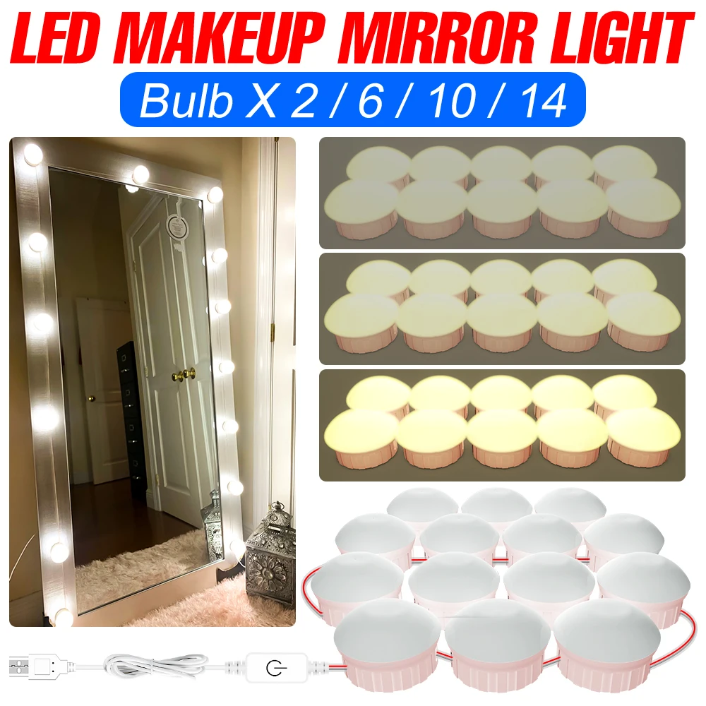 

LED Vanity Mirror Lights Bathroom Dressing Table USB Wall Lamp For Bedroom Dressers Makeup Mirrors Lamp Decorate LED Fill Lights
