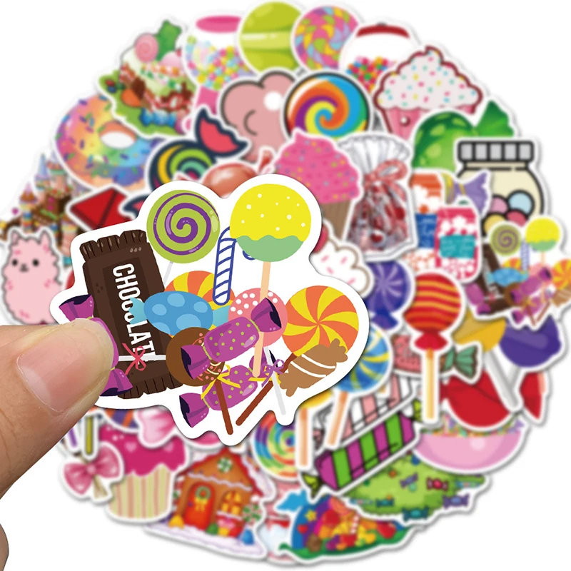 

50Pcs Cartoon Candy Lollipop Stickers Cute Graffiti Waterproof Decal Skateboard Guitar Laptop Sticker Wholesale