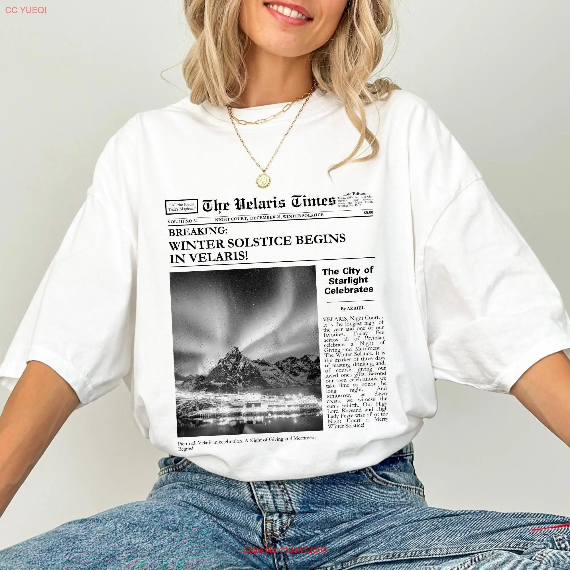 Футболка Velaris Newspaper LICENSED ACOTAR Хлопок