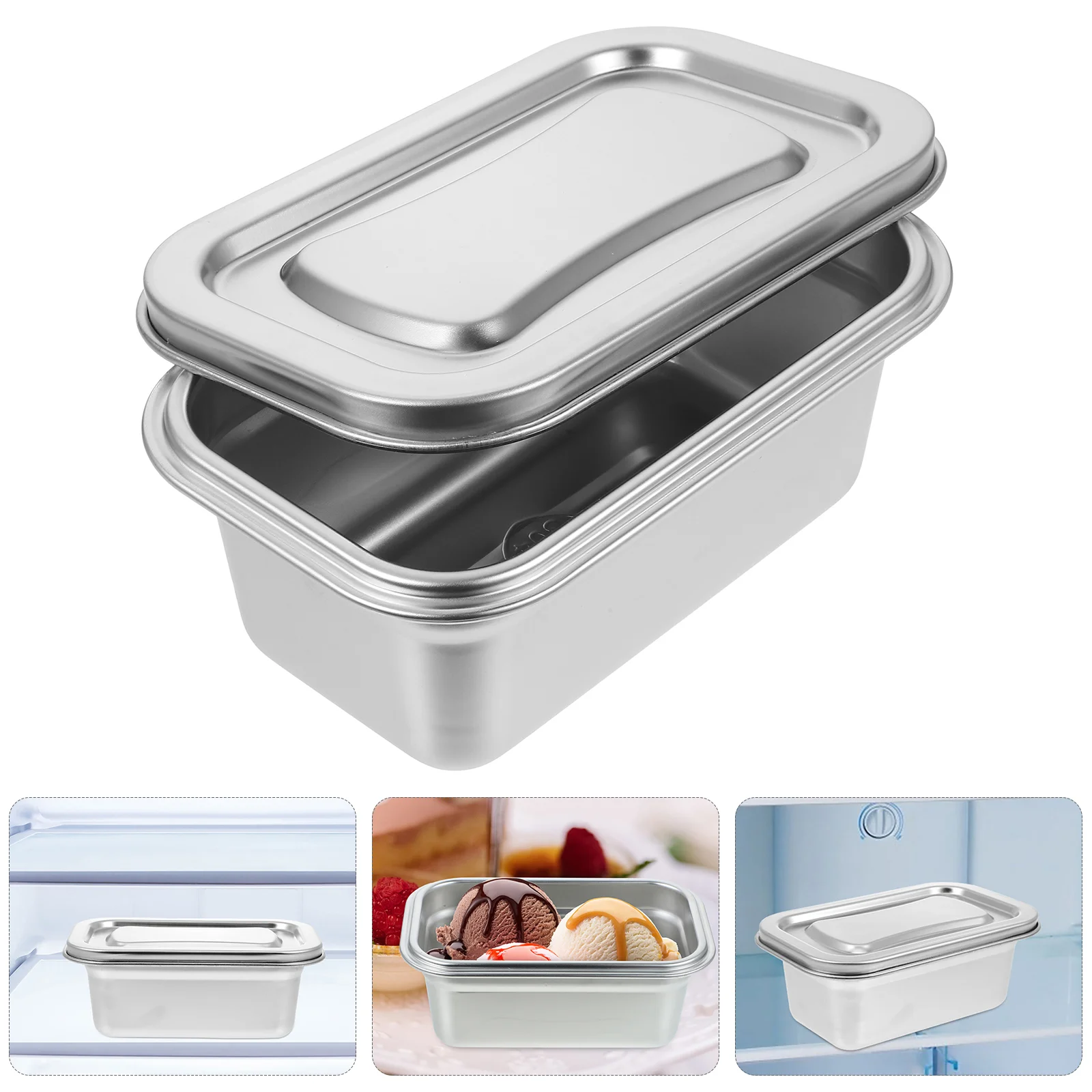 

Ice Container Cream Box Storage Freezer Containers Food Refrigerator Tub Dessert Fridge Stainless Lid Steel Lids Metal Bin