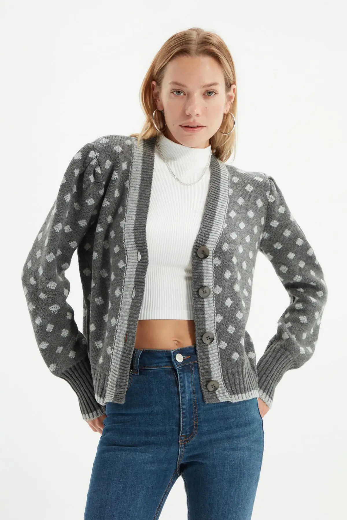 

Трикотажный кардиган Антрацит-джакардолл, рождественский подарок