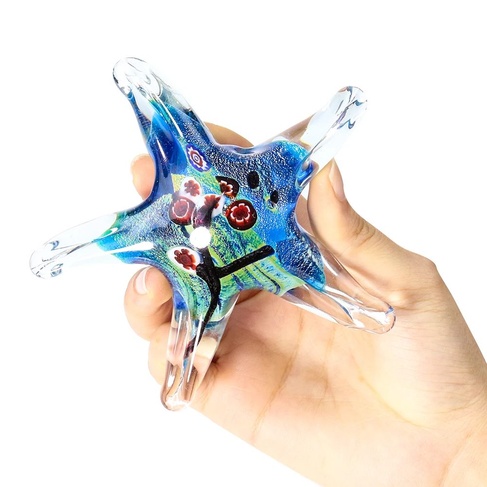 

4.7'' Starfish Figurine Glazed Crystal Carved Craft Home Decor Healing Crystal Reiki Statue Beautiful Trinket Gift Room Ornament