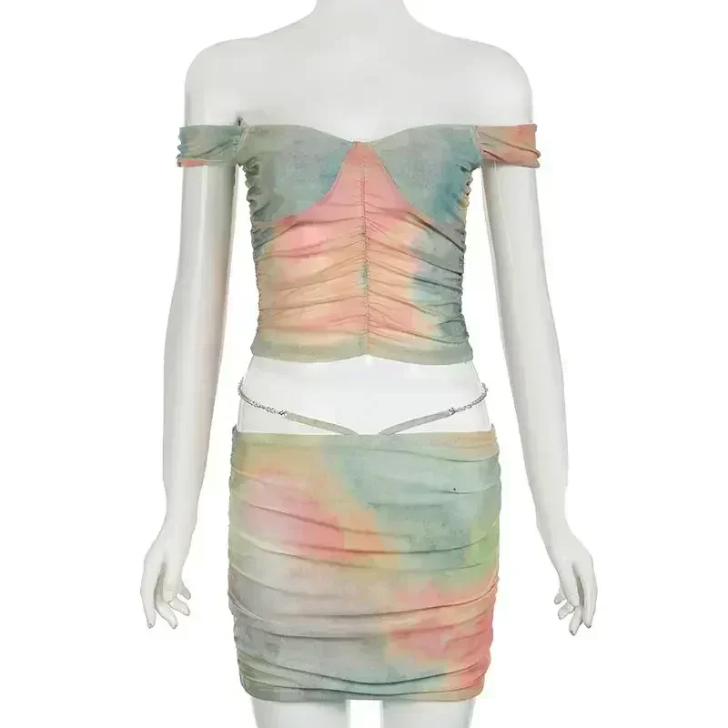 2024 новый модный индивидуальный цветной сетчатый жилет на подтяжках + юбка бедрах