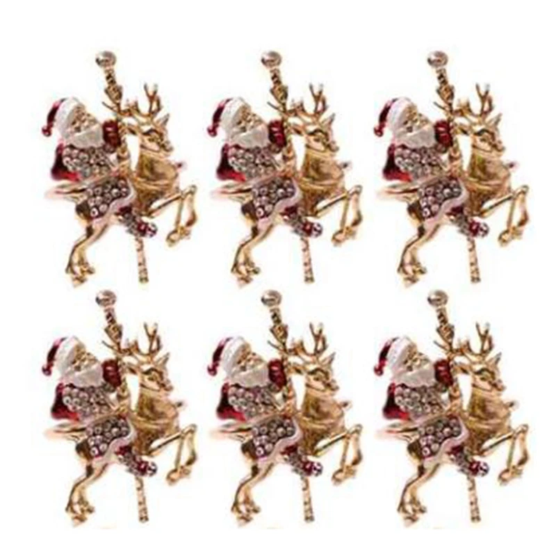 

6Pcs Christmas Reindeer Napkin Buckle Upscale Restaurant Hotel Table Set Santa Napkin Ring Napkin Ring