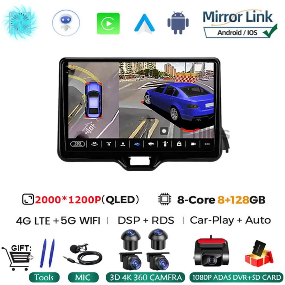 

Для Toyota Yaris GR Cross XP210 2020-2023 8-ядерный Android 13 автомобильный мультимедийный GPS CarPlay авторадио стерео 4G SIM WIFI головное устройство