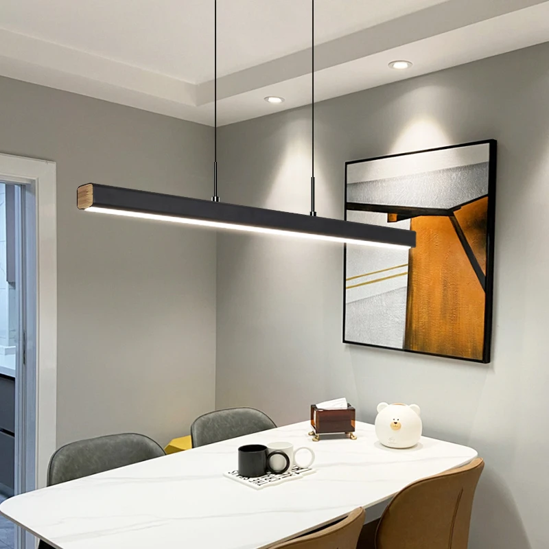 

Minimalist Dining Room Chandelier Modern Long Strip Dining Table Lamp Luxury Dining Room Bar Office Coffee Shop Front Desk Light