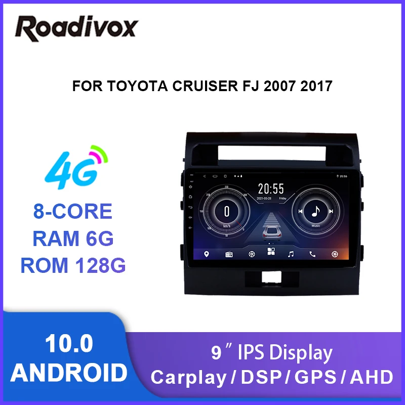 

9" android 10.0 car radio video gps navigation player for Toyota Cruiser FJ 2007 2017 multimedia autoradio stereo head unit