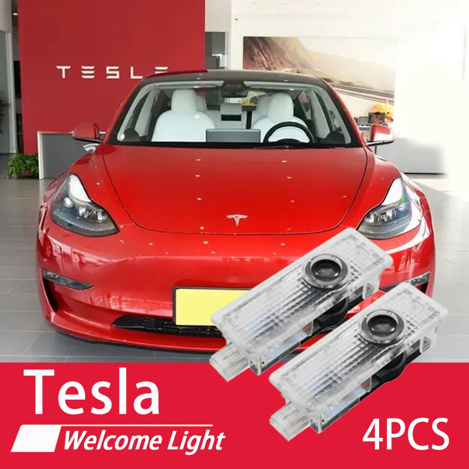 

Car Door LED Logo Projector Puddle Lights Welcome Light Interior Ghost Shadow Wireless Door Step Lamp for Tesla Model 3 S Y X