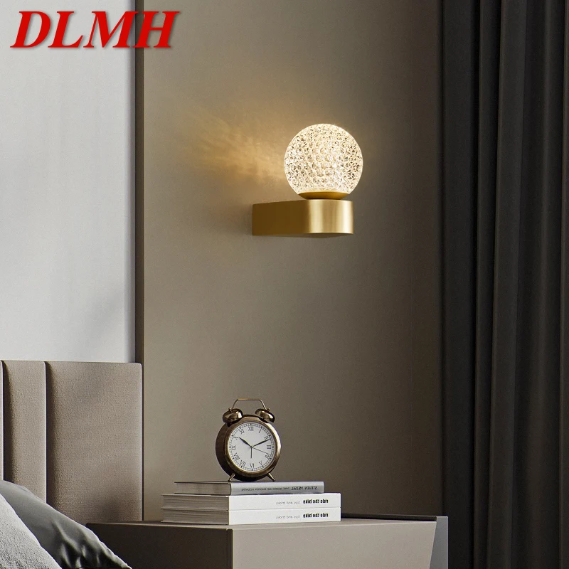 

DLMH Modern Gold Brass Wall Lamp LED 3 Colors Simply Creative Sconce Light for Home Bed Room Decor