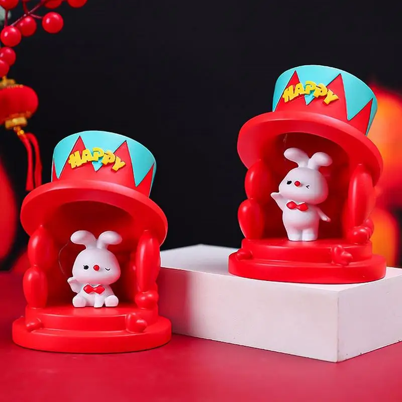 

Rabbit Table Lamp Kawaii Bunny Night Light Easter Table Lamp Kids Night Light New Year Rabbit Resin Figurine Home Room Decor