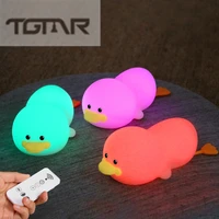 new led obedient duck night light cute little feet silicone phone stand usb charging bedside timing remote control night light