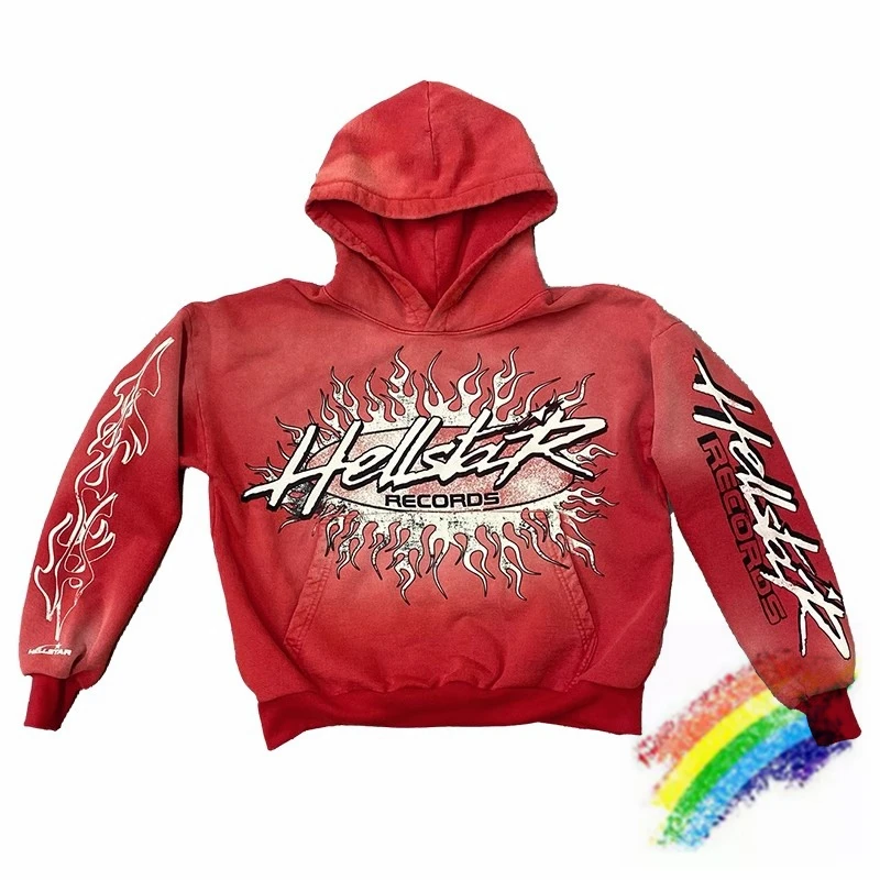 

Красная винтажная Толстовка Hellstar Studios, мужские и женские пуловеры оверсайз лучшего качества с эффектом потертости