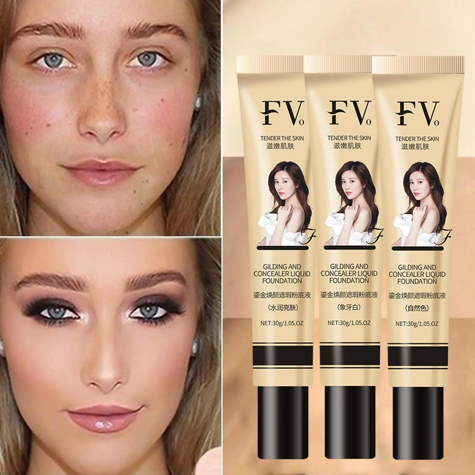 

FV Makeup Concealer Liquid Foundation Cream Tender Faux Dark Cover Cosmetics Concealer Contour Spot Face Tattoo Care Skin F I8Q6