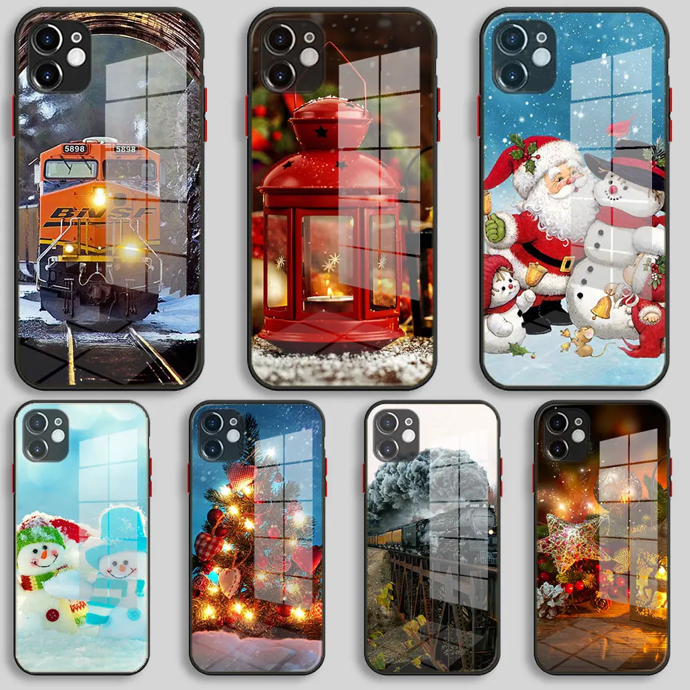 

Black Silicone Glass Case For iPhone 13 12 11 Pro XS Max X XR 8 7 6 Plus SE 2020 S Mini Cover Toy train
