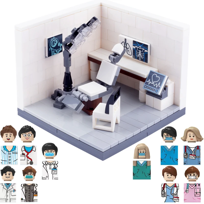 City Building Block Scene Hospital Rescue Room Doctors Nurse