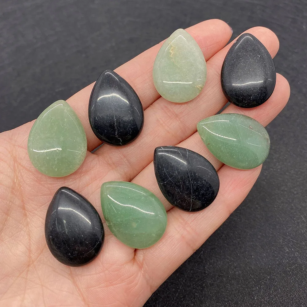 

Natural Stone Water Drop Pendant Black Onyx Green Aventurine Quartz Fluorite Reiki Chakra Stone Necklace Charm for DIY Bracelet