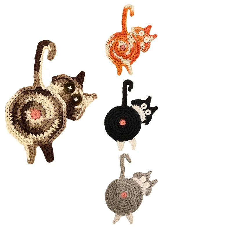 

Cat Butt Coaster Funny Handmade Crochet Cat Butt Drink Coaster Absorbent Bar Coasters Decor