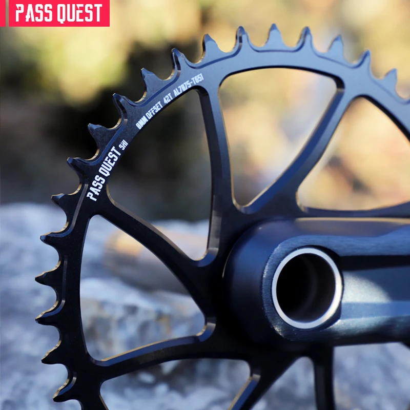 Фото PASS QUEST для SHIMANO M6100 M7100 M8100 M9100 Кривошип с прямым креплением Узкая широкая звездочка КРУГЛАЯ черная и серебристая №1