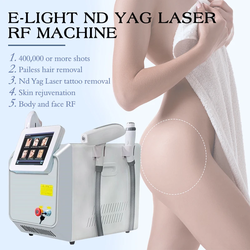 Buy 3 in 1 OPT IPL RF ND YAG Laser Schmerzfreie Haar Entfernung Maschine Enthaarung Haut Verjüngung Tattoo Falten Entfernung Schönheit maschine