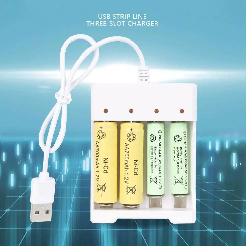 

Hot USB 4 Slots Fast Charging Battery Charger Short Circuit Protection AAA and AA Rechargeable Battery Station High Quality