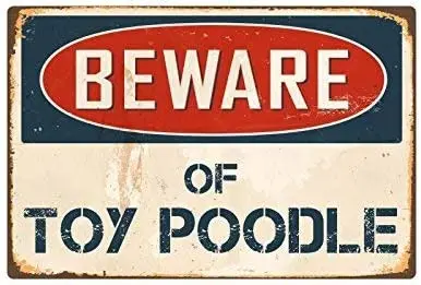 

Забавные металлические знаки Остерегайтесь игрушечного пуделя, металлический знак для использования на улице и в помещении, строительный ...