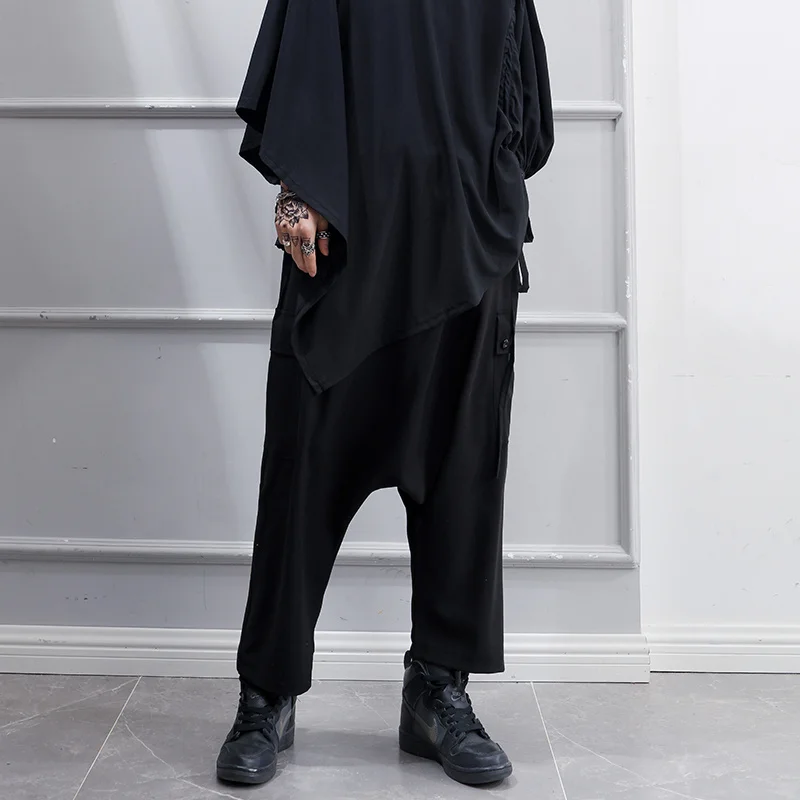 

summer Spring and new 2022 black big crotch pants loose and versatile Capris casual fashion performance clothing stage dress