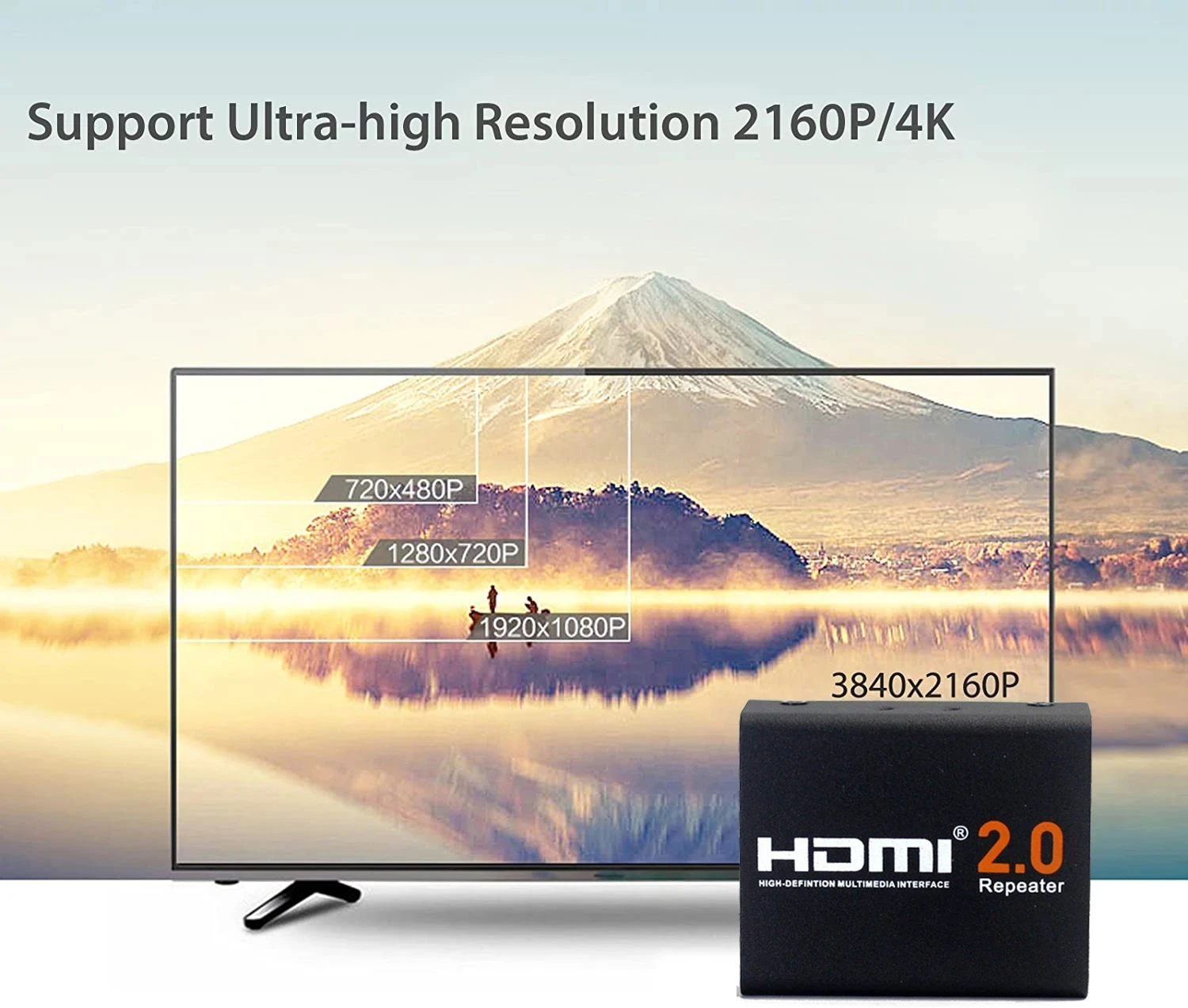30M HDMI 2.0 Repeater Extender Transmission Support 3D Formats 2160P 4Kx2K@60HZ Signal Amplifier Repeater