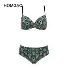 HOMGAO 2022 Новые Сексуальные бикини с принтом в стиле ретро, женский купальник со средней талией и большой чашкой, купальный костюм, пляжная одежда, бикини для плавания 3XL