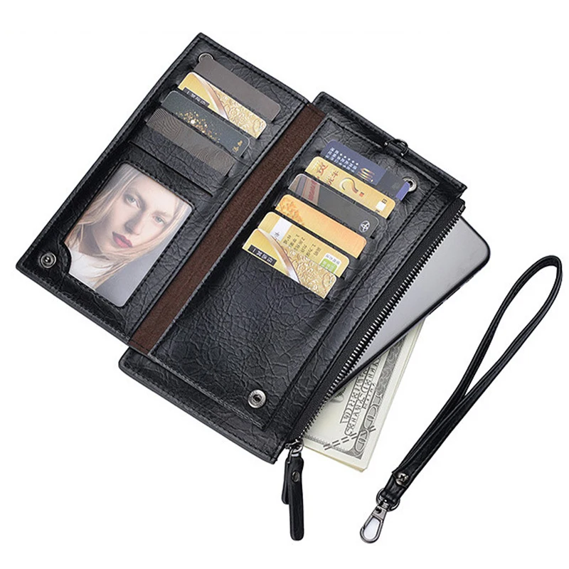 

Men's Wallet Bags Fashion Zipper Men's Slim Wallet Coin Purse PU Leather Change Card Holder Multifunctional Wallet Free Shipping